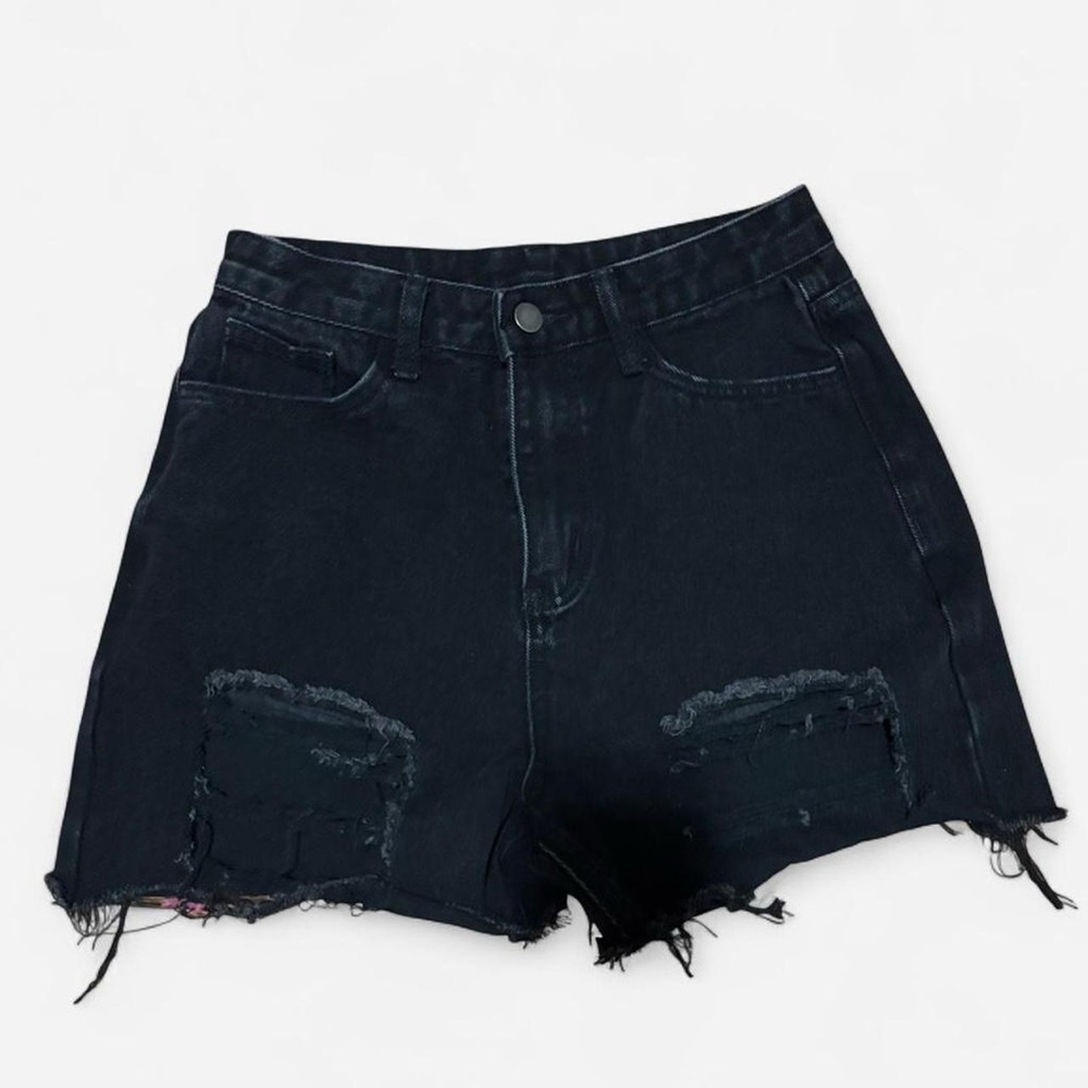 Black Distressed Women's Shorts